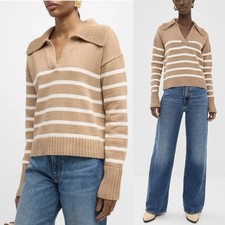 Veronica Beard Jovie Stripe Cotton Sweater Pullover Ivory S M L NWT Knit
