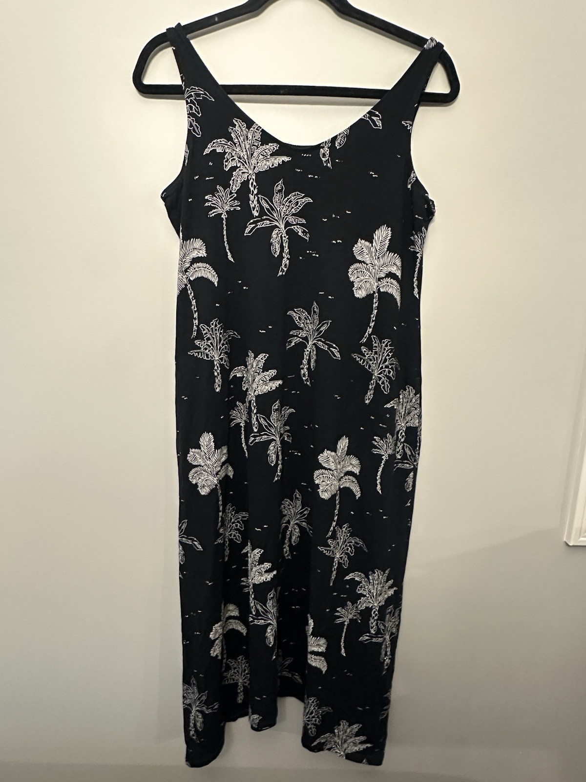 J Jill Petite Black White Hawaiian Print Tank Dress Size XS