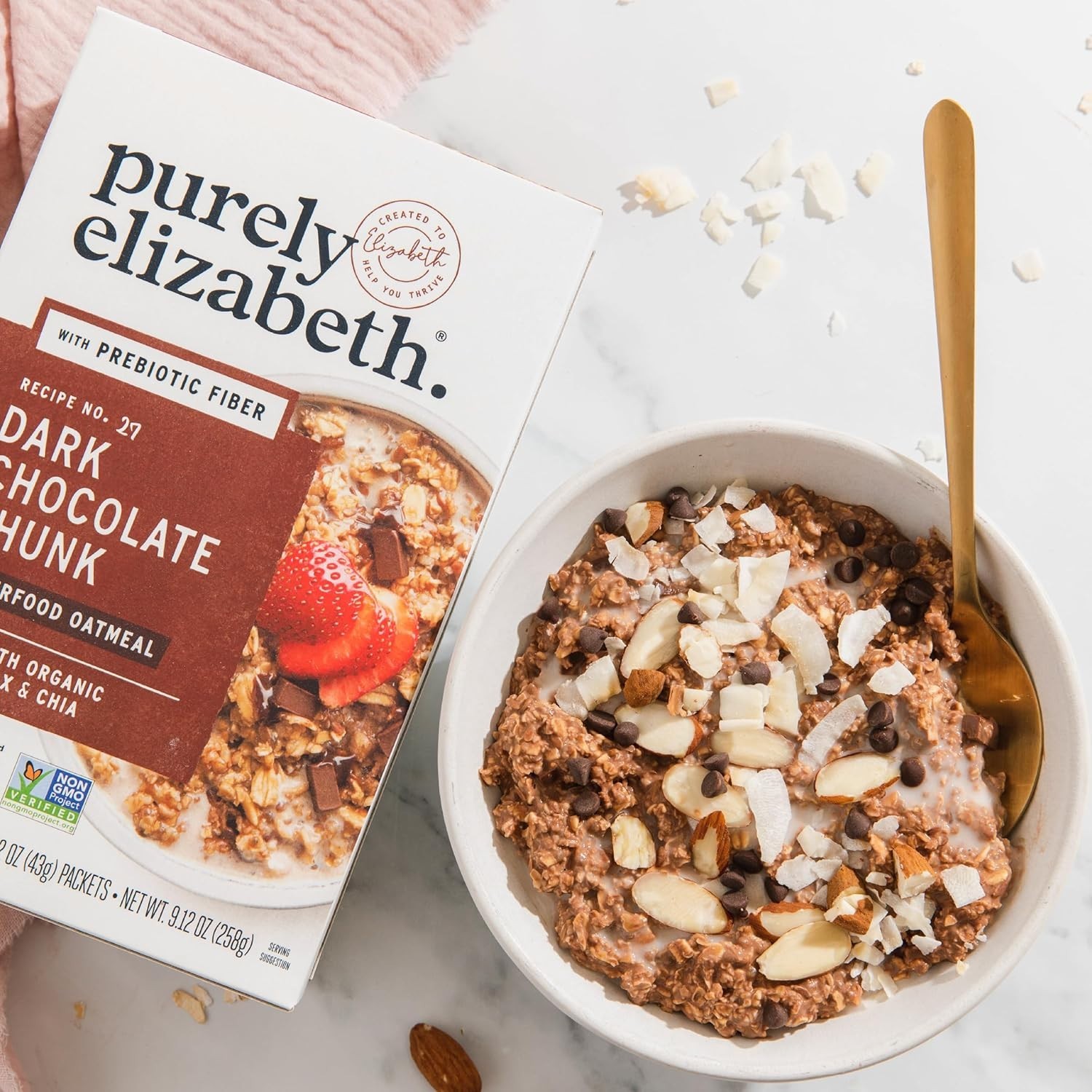 Purely Elizabeth Dark Chocolate Chunk Superfood Oatmeal Gluten Free 9.12 Oz 6...