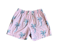 Chubbies Pink Blue Palm Tree Swim Trunks 5  Medium Lotta Coladas LINER CUT OUT