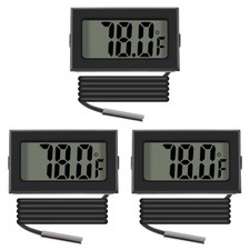 ACEIRMC 3pcs Black Digital LCD Thermometer Temperature Monitor with External ...