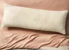 Casaluna Waffle Texture Oversized Natural Beige Body Pillow Cover 20" x 52"