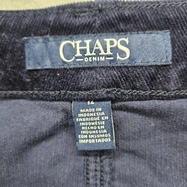 Pantalones de pana Chaps Denim para mujer talla 14 azul marino pierna recta Foto 3 de 4