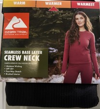 New Ozark Trail Black Soot Womens Stretch Base Layer Long Sleeve Crew. Size S.