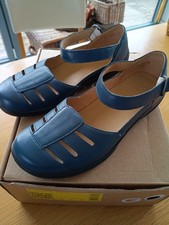 NEW Hotter Extra Wide Blue Shore Leather Sandals Shoes Mary Jane Size 39 6 EEE 