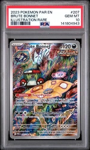 2023 POKEMON PAR EN-PARADOX RIFT ILLUSTRATION RARE #207 BRUTE BONNET PSA 10