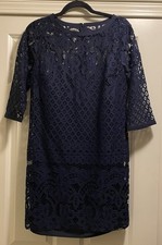 Ann Taylor Loft Women's Blue Floral Lace Lined Dress Size 4 Long Sleeve NWT