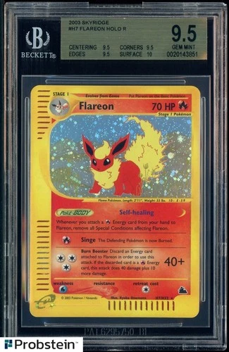 2003 Pokemon Skyridge #H7 Flareon Holo R BGS 9.5 GEM MINT