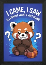 Confused Red Panda Cartoon Illustra Framed Wall Art Poster Canvas Print Picture