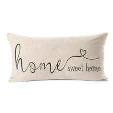Home Sweet Home Quotes Farmhouse Pillow Covers 12x20 12" x 20" C White