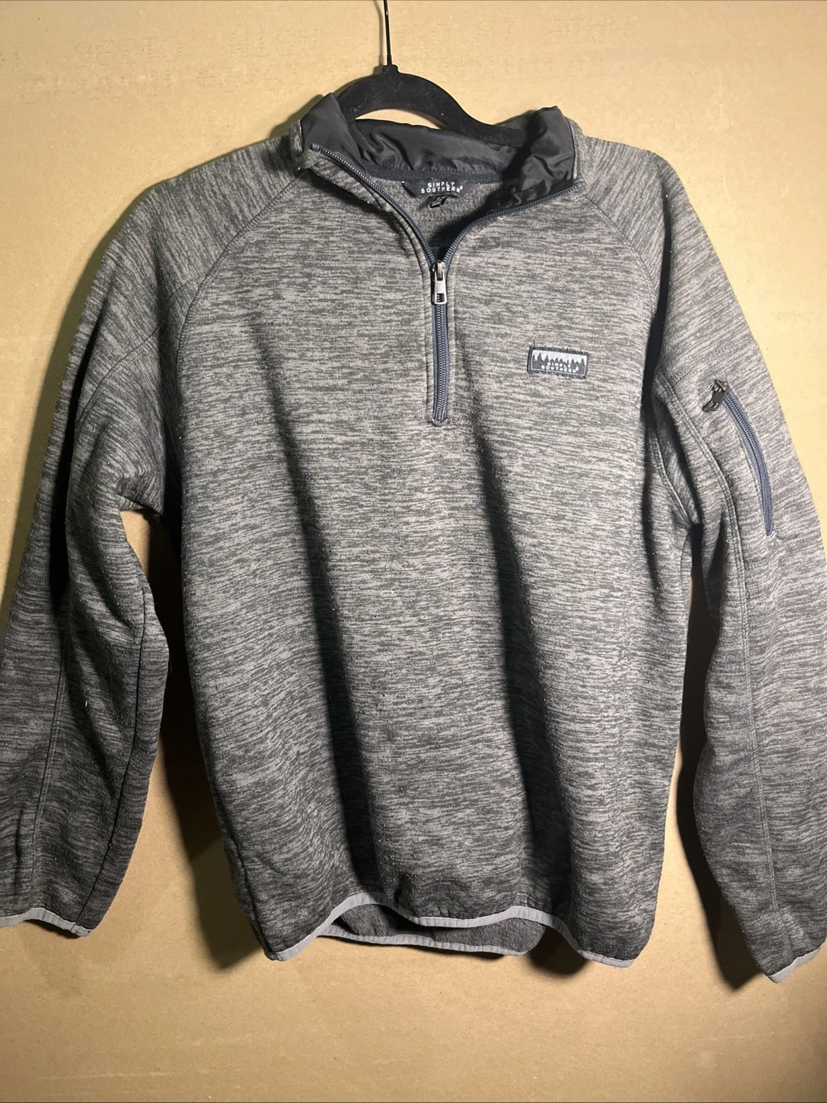 Simply Southern Men’s Lg Quarter Zip Pull Over Fleece Gray (37) image 1