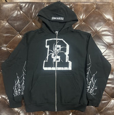 Revenge full zip-up hoodie in black, size Large,