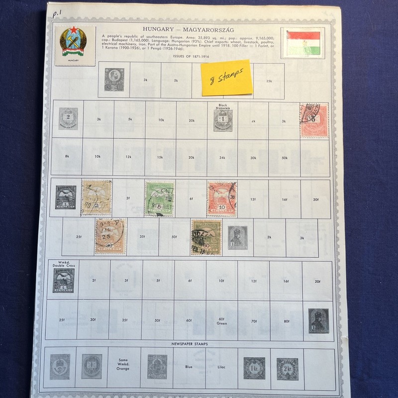 270 Hungary-Magyarorszag Stamps , From Global Stamp Album, M U H , 1871-1953