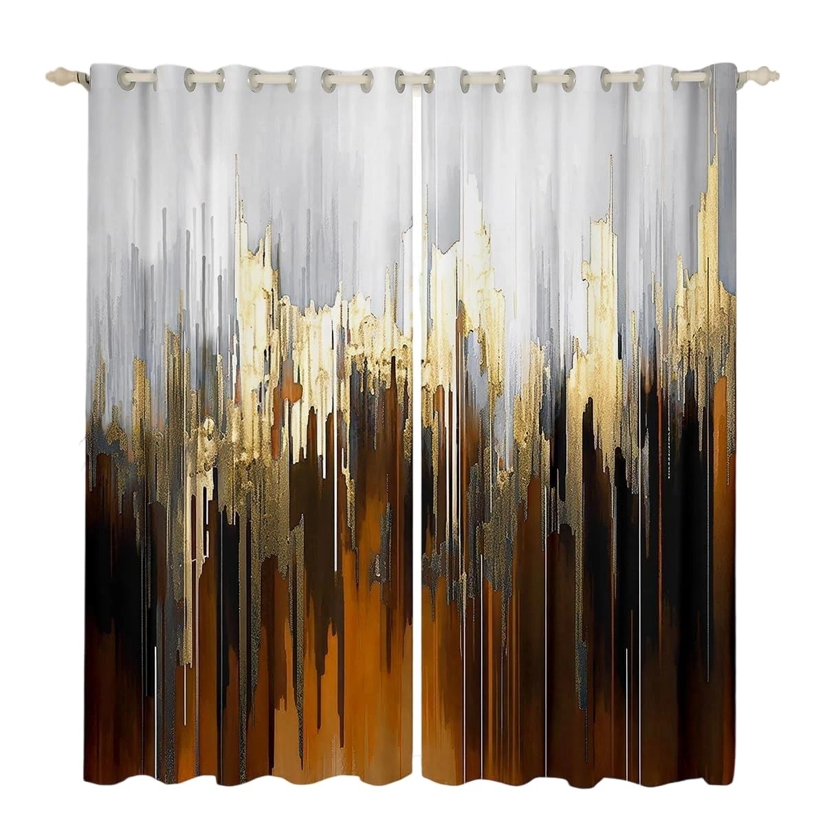 Blackout Ombre Abstract Watercolour Gradient Curtains 2 Panels – Brown 66x90