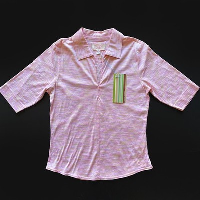 *NWT Vintage Claudia Romana Light Pink Half Sleeve Polo Shirt Size Small