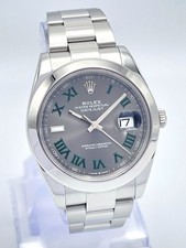 Rolex Datejust 126300 41 mm quadrante grigio romano Wimbledon lunetta liscia carte ostriche