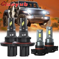 For Jeep Wrangler 2010-2018 LED Headlight Hi/Lo +Fog Light Bulbs Combo 4x 6000K