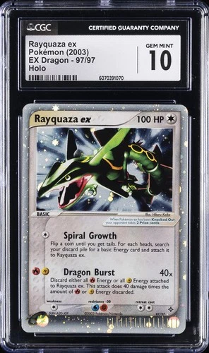 2003 POKEMON EX DRAGON ULTRA RARE HOLO #97 RAYQUAZA EX CGC 10
