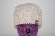 The North Face Fleece Lined Cable Knit Beanie White Cream Winter Hat One Size