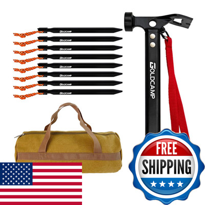Goldcamp 8 Pack Tent Stakes And Hammer Canvas Storage Bag Heavy Duty Camping