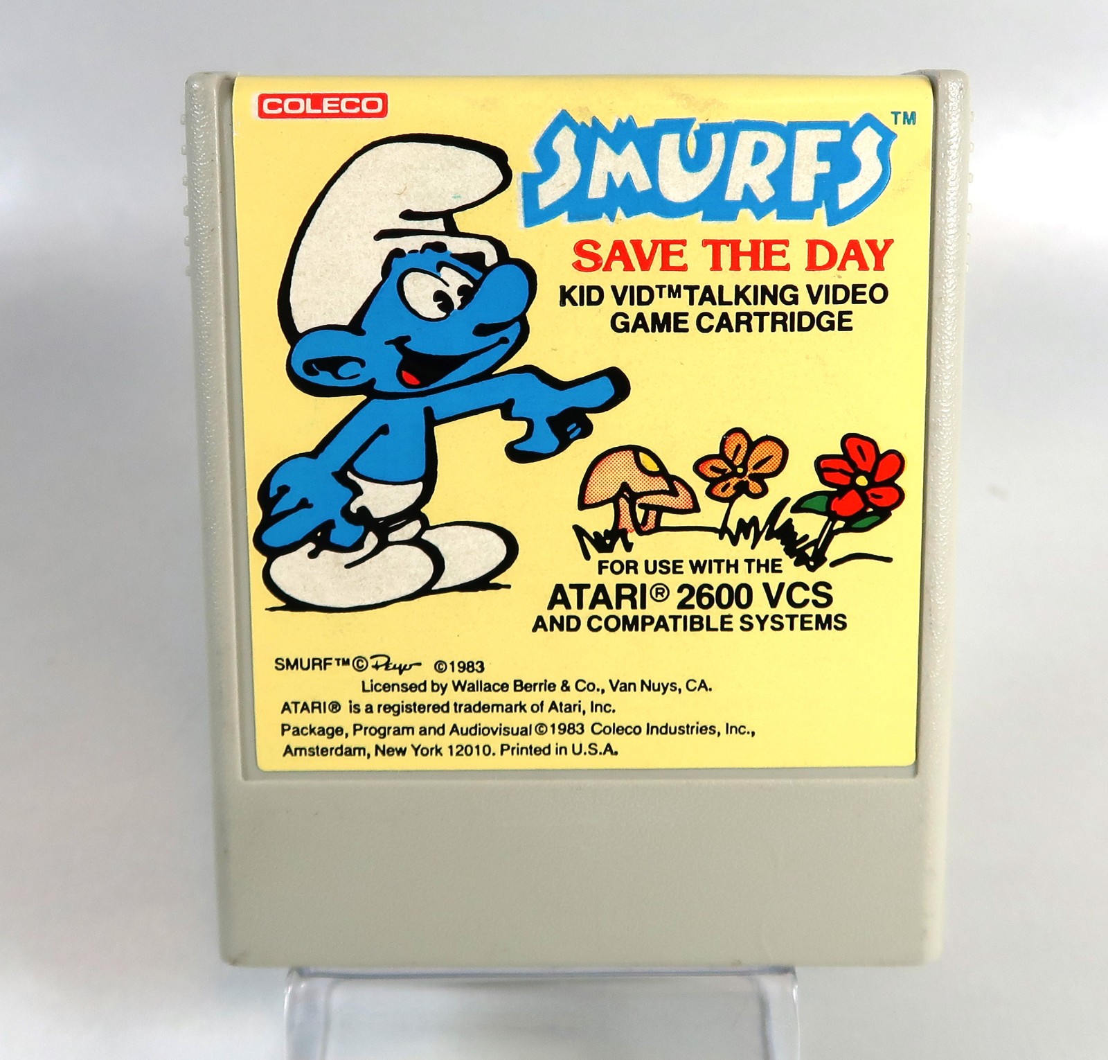 Atari 2600: Smurfs Save the Day Coleco Kid Vid Talking Game Cartridge Works/READ