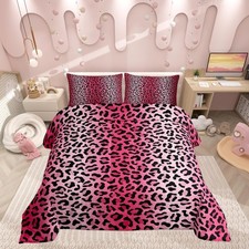 Leopard Print Boys Girls Comforter Set,Frica Animal Wildlife Duvet Set for Ro...