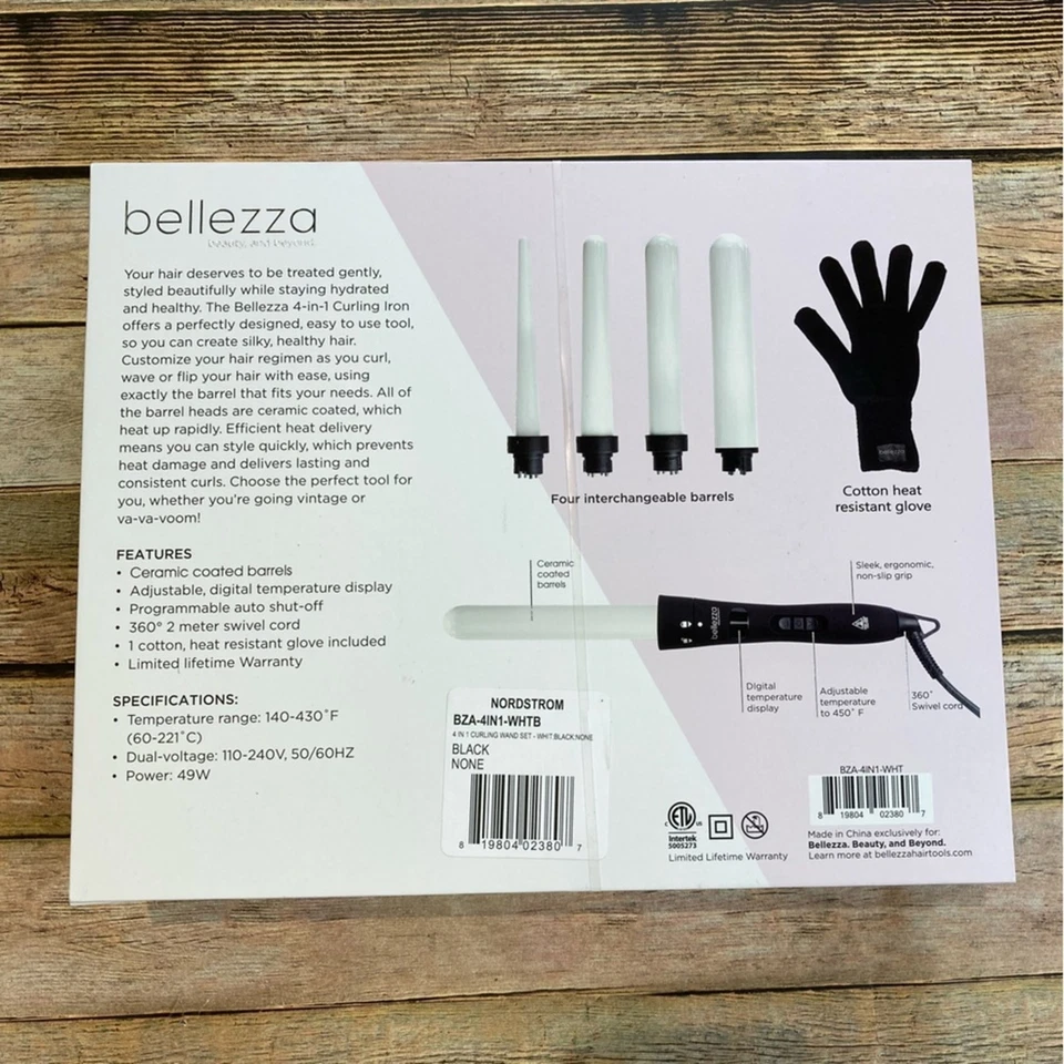 Bellezza 4合1陶瓷卷发套装黑色/白色 — 第 4/4 张图片