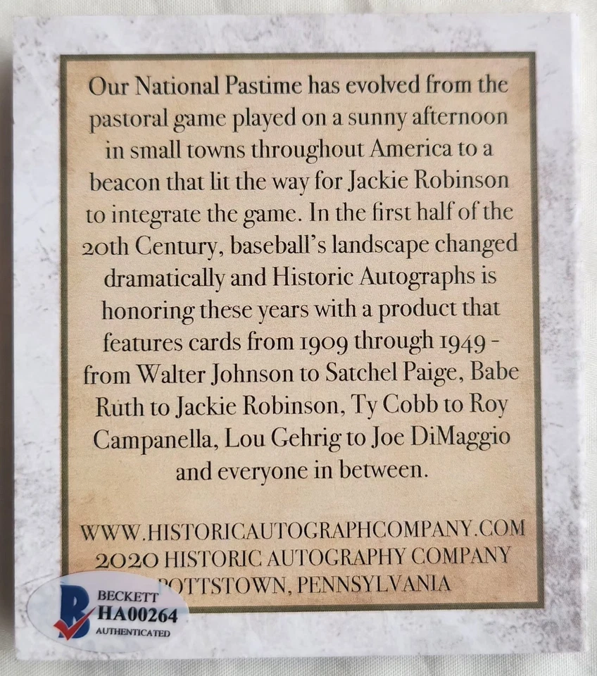 ETHAN ALLEN 2020 Historic Autographs Half Century Cut Signature Baseball Card - Image 3 of 4