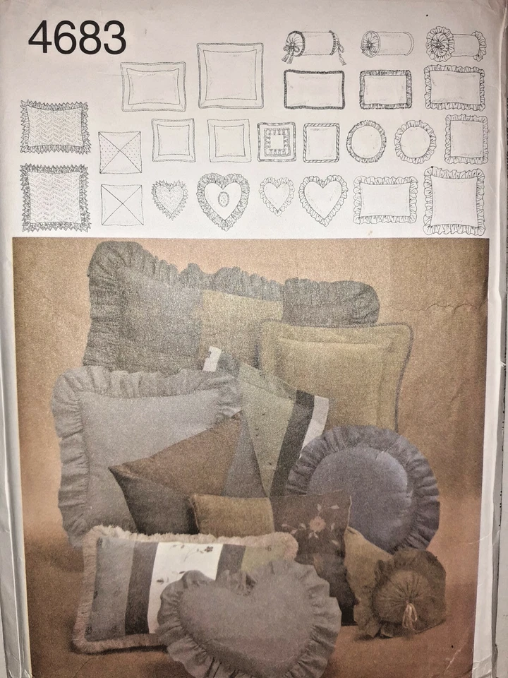 Simplicity 4683 Pillows Toss Throw Accent Sewing Pattern 25 Styles Round Square - Image 4 of 4