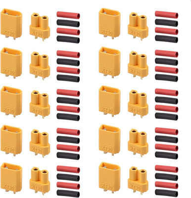 AUTOUTLET 20PCS 10Pairs XT30 Bullet Connectors Plugs Male & Female with Heat Shr
