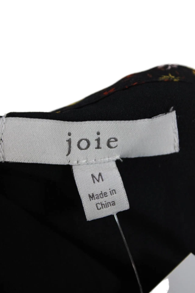 Vestido Blusa Joie Mujer Seda Estampado Floral Manga Bishop Negro Talla M Foto 4 de 4