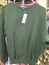 VINTAGE Polo Ralph Lauren Sweatshirt Mens S Green Crewneck Pony Fleece 90s