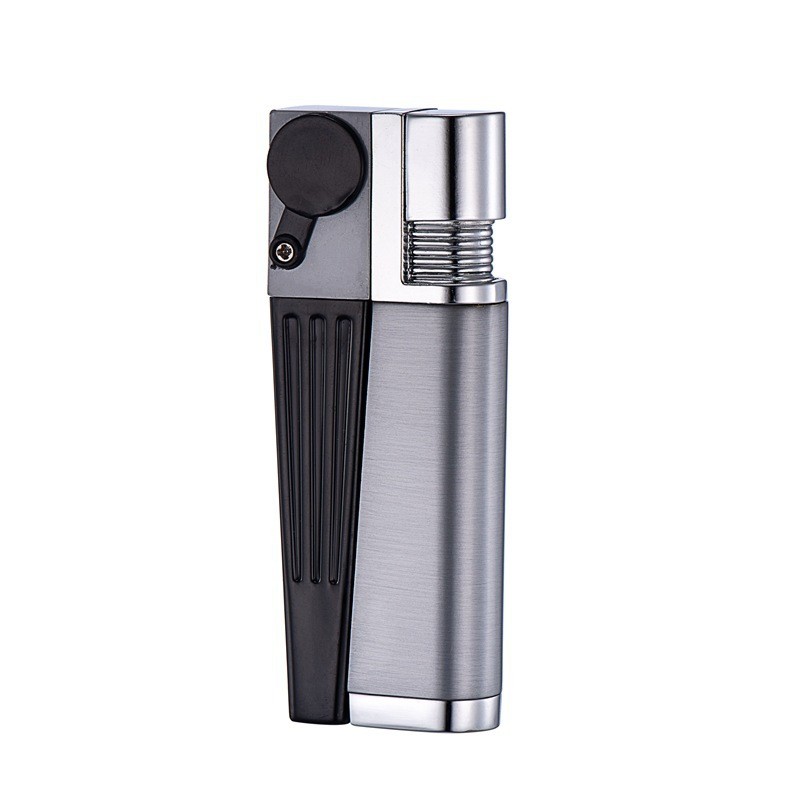 Foldable Metal Lighter Pipe Combination Portable Smoking Lighter Black 2 in 1