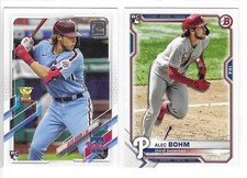 Alec Bohm - 2021 Topps Series1(1) & Bowman(1) - RC - Phillies