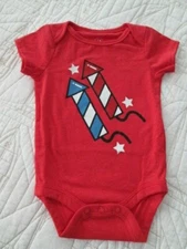Baby Fourth of July 4th Shirt Red White Blue Infant Bodysuit 3 Months Fireworks 