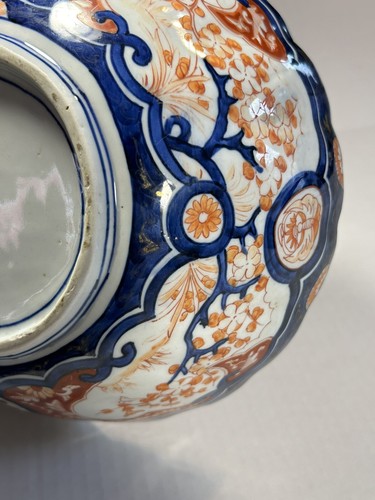 Vintage LARGE Japanese IMARI Painted OBLONG BOWL Scalloped SIGNED w/ Spider - Picture 23 of 23