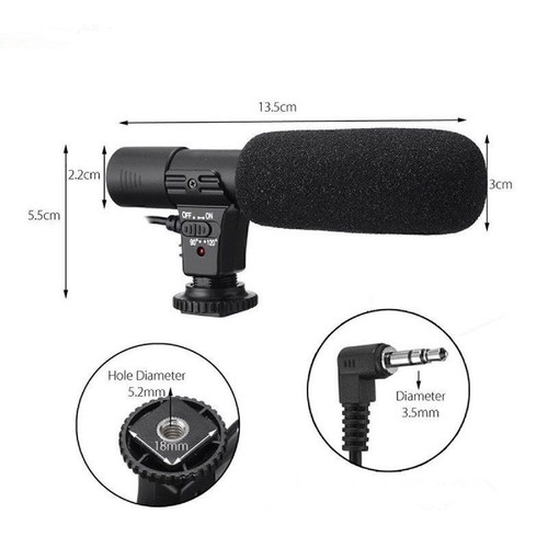 3.5mm DV Stereo Microphone Mic For Nikon D7000 D300s D5100 D5300 D3300 D3200 - Afbeelding 3 van 11