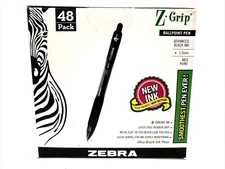 48 Pack Box of ZEBRA Z-Grip Retractable Ballpoint Pens Black Ink Medium 1.0mm
