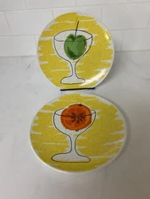 Set of 2 Vtg VERA Neumann for Mikasa "Cocktail Time" Plates 7.5" D Fruit Theme