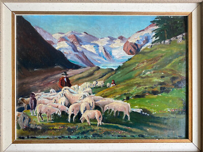 FRANZÖSISCHE SCHULE IMPRESSIONIST ALPENLANDSCHAFT MONT BLANC MASSIV signiert Lemaitre