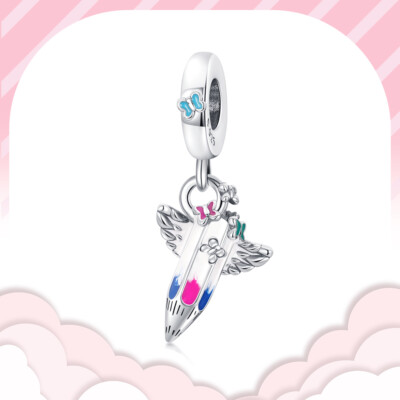 New Dreams of The Future Crayon Dangle Charm Real S925 Women Bracelet Necklace