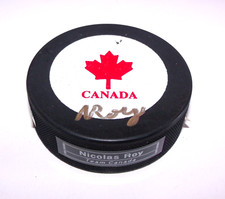 Nicolas Roy Team Canada Autographed Hockey Puck  A3962
