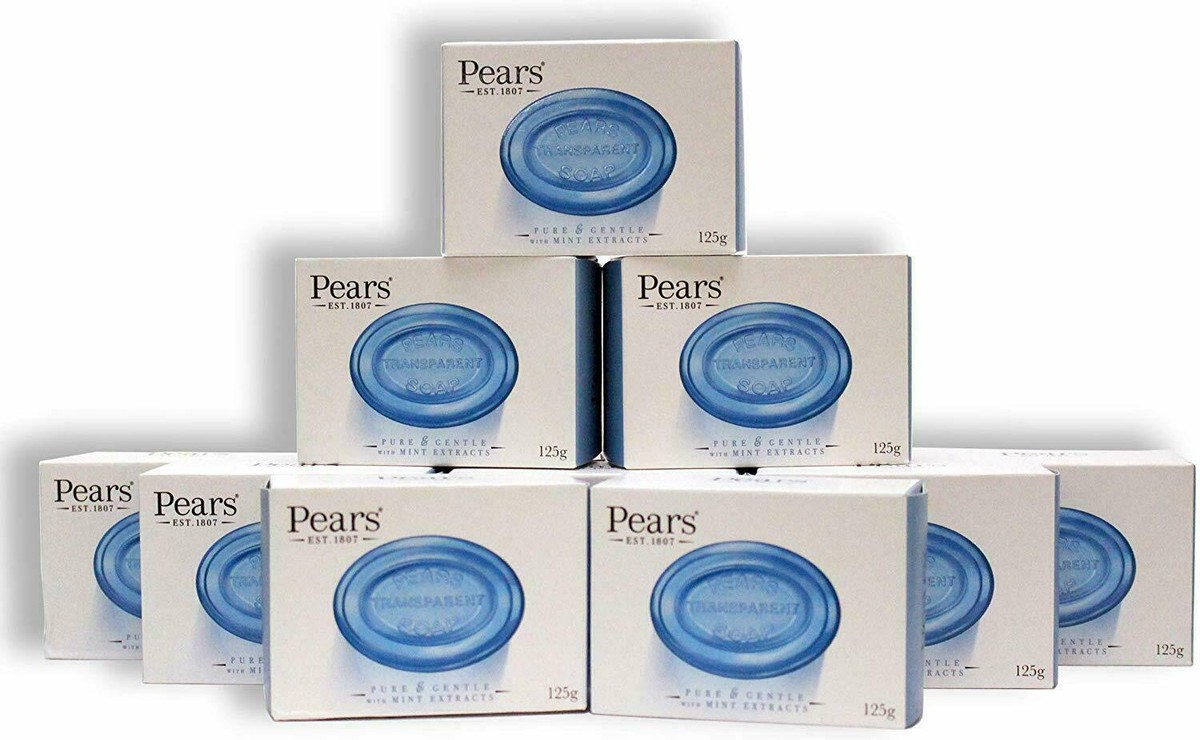 Pears Germ Shield Soap with Mint Extract 125g Bar X6 (Blue)