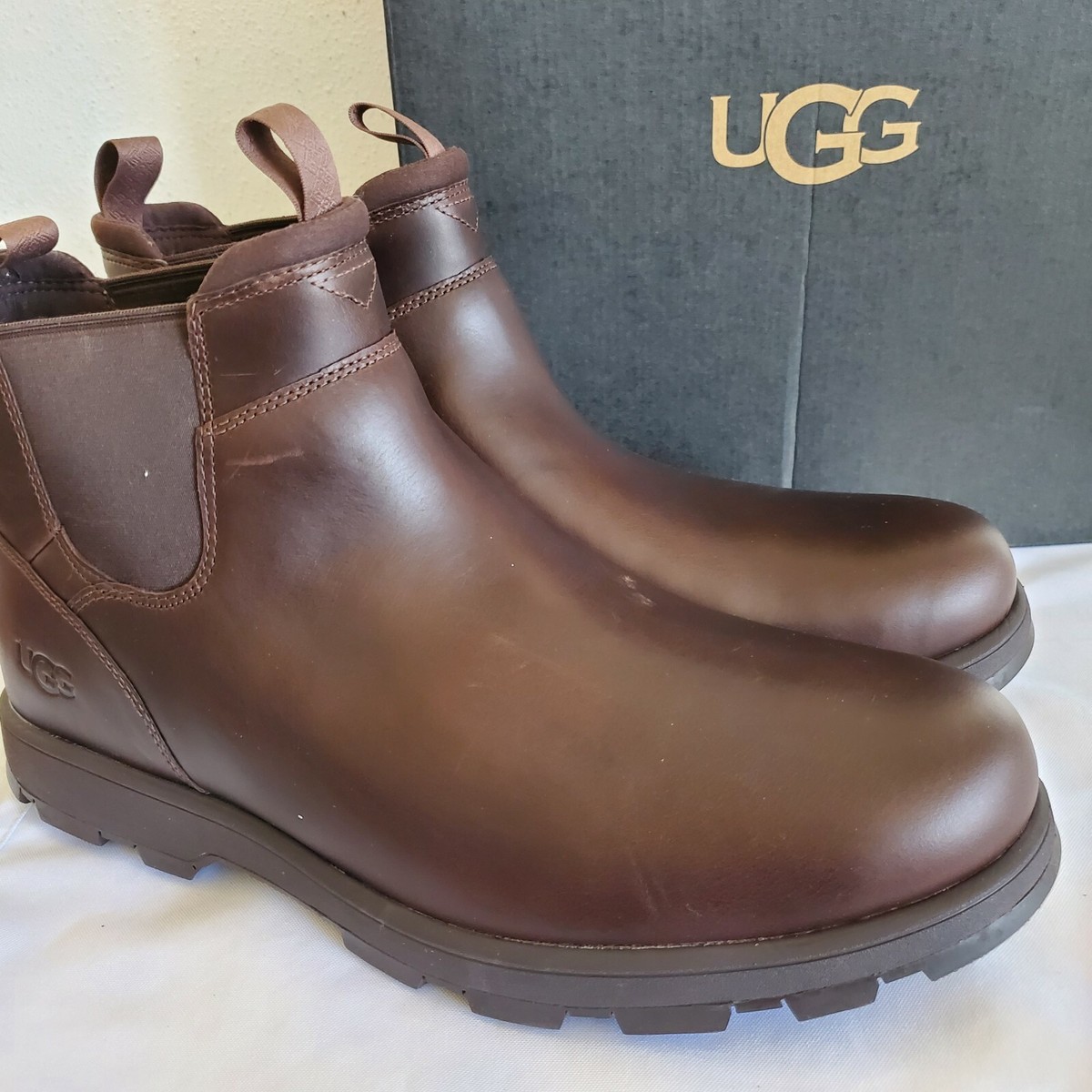 NEW MENS SIZE 7 GRIZZLY UGG HILLMONT CHELSEA LEATHER 