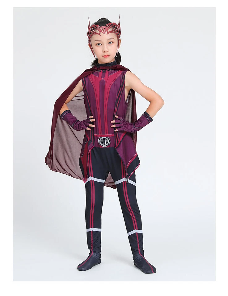 Disfraz de Bruja Escarlata Juegos con disfraces Niños Fiesta de Halloween Carnaval Traje Capa Mono Foto 4 de 4