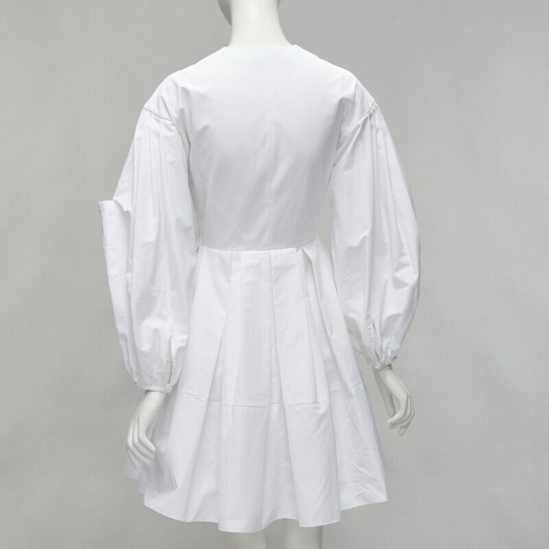 ALEXANDER MCQUEEN white cotton silver zip front puff sleeve ALEXANDER MCQUEEN white cotton silver zip front puff sleeve