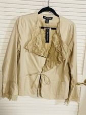 Chaqueta Mix Nouveau Algodón Natural Extraíble Cuello Bordado Mediana Mujer Nueva con Etiquetas