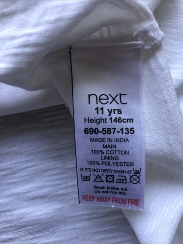 Next Pretty White Cotton Embroidered Summer Blouse Age 11 Worn Once - Picture 8 of 8