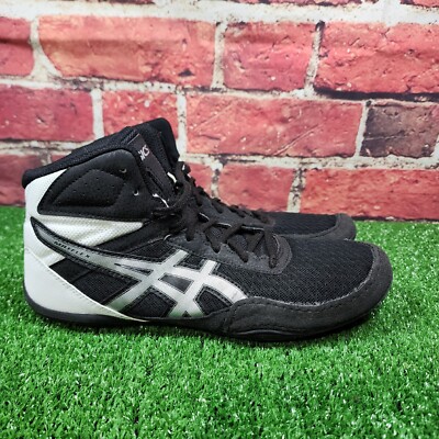 Size 10 Asics Matflex 6 Men's Black Silver White Wrestling Shoes 1081A021