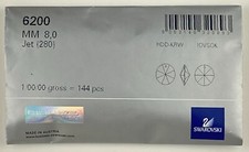 8mm 6200/6428 JET Swarovski RIVOLI PENDANTS, Sealed FP 144 pcs, Disc / Sew-On